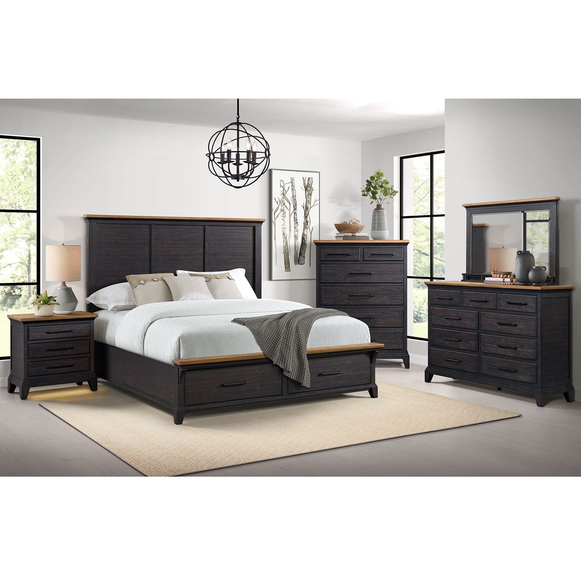 Montrose - Nightstand With Charger & Sensor Light - Espresso & Brown - Stylish Home Furniture