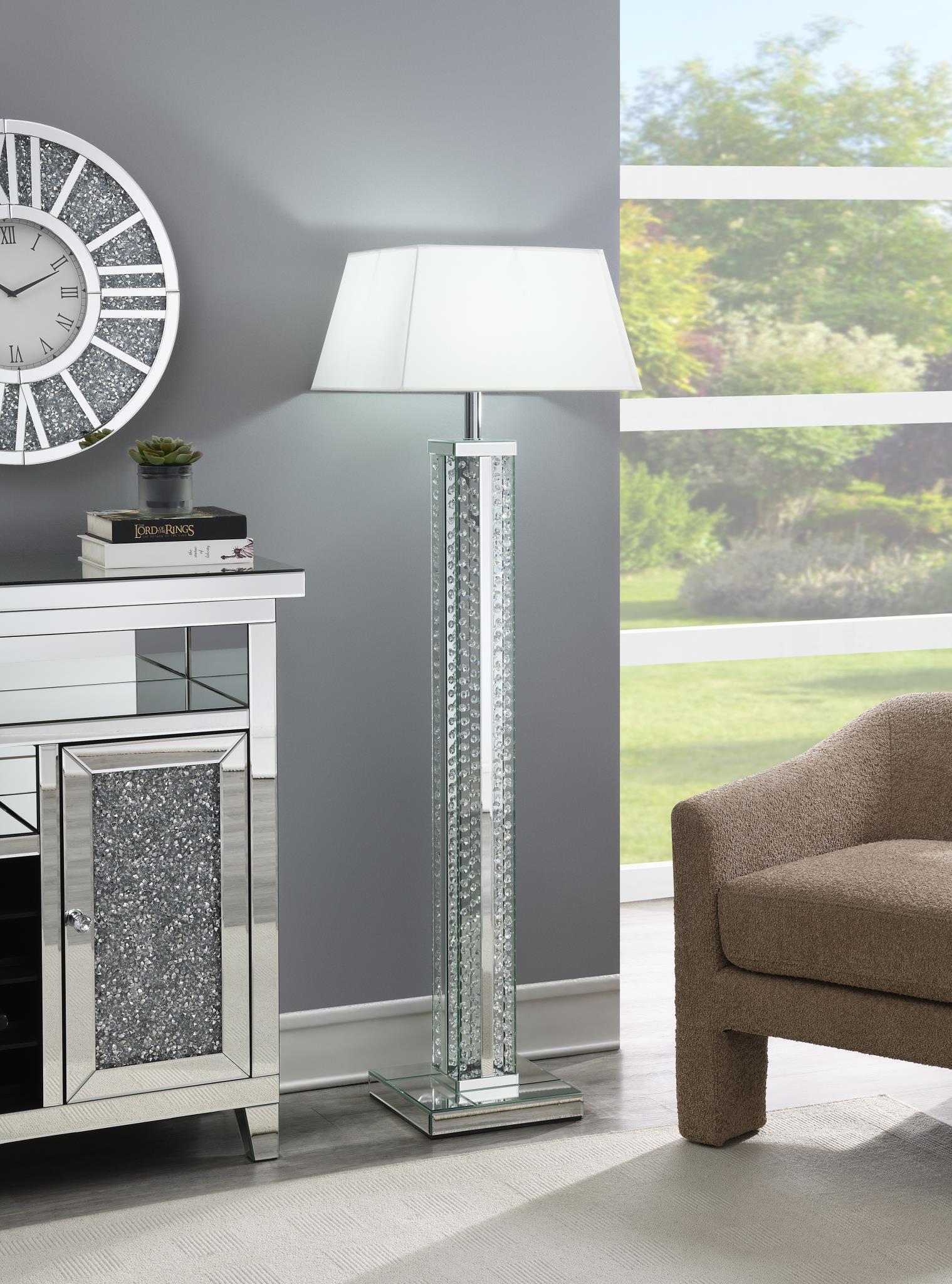 A1030 - LED Floor Lamp (Sold With Lamp Shade A1000-B) - Pearl Silver - Stylish Home Furniture
