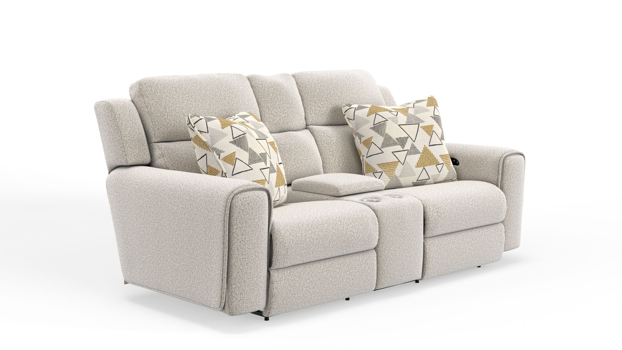 Micah - Power Headrest Power Deep Seat Reclining Console Loveseat - Oatmeal - Stylish Home Furniture