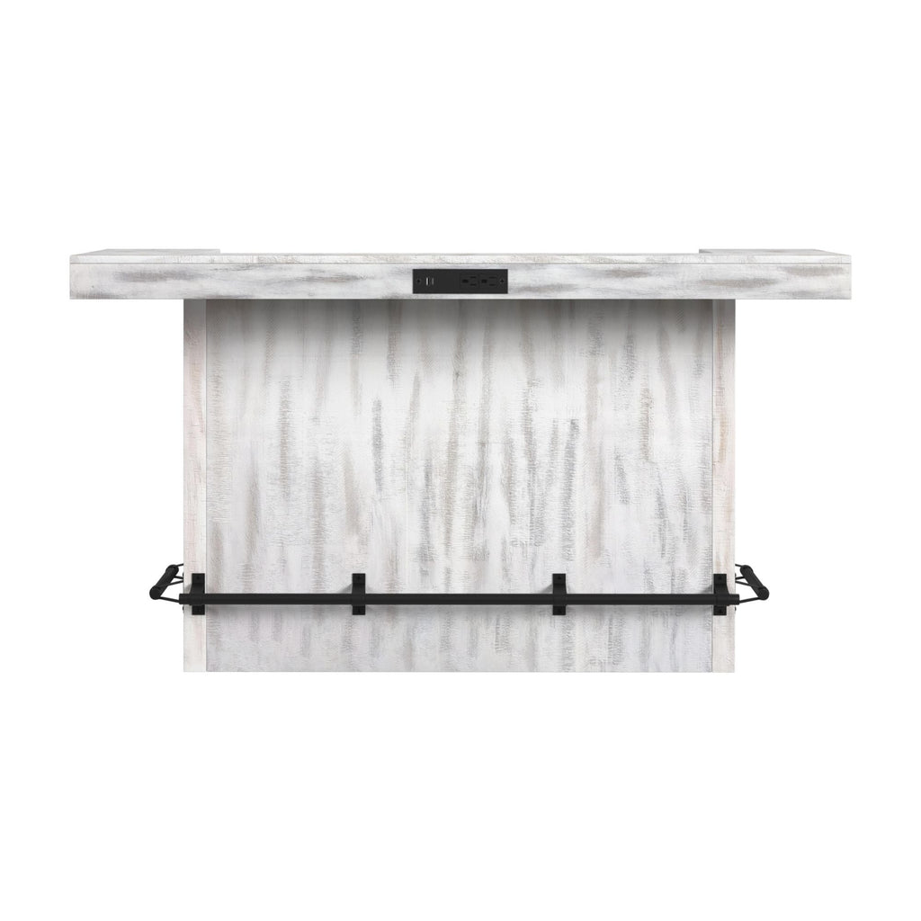 Rogen Rustic - Bar Table With Ice Tray, USB And Power - Rustic White - Stylish Home Furniture
