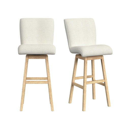 Cambrie - Upholstered Swivel Bar Stool With Boucle (Set of 2) - Beige / Natural - Stylish Home Furniture