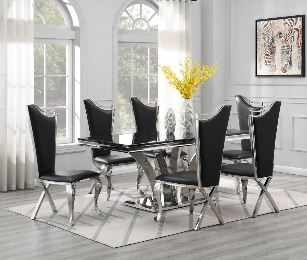 G-083-T-BLACK - Marble Dining Table - Black - Stylish Home Furniture
