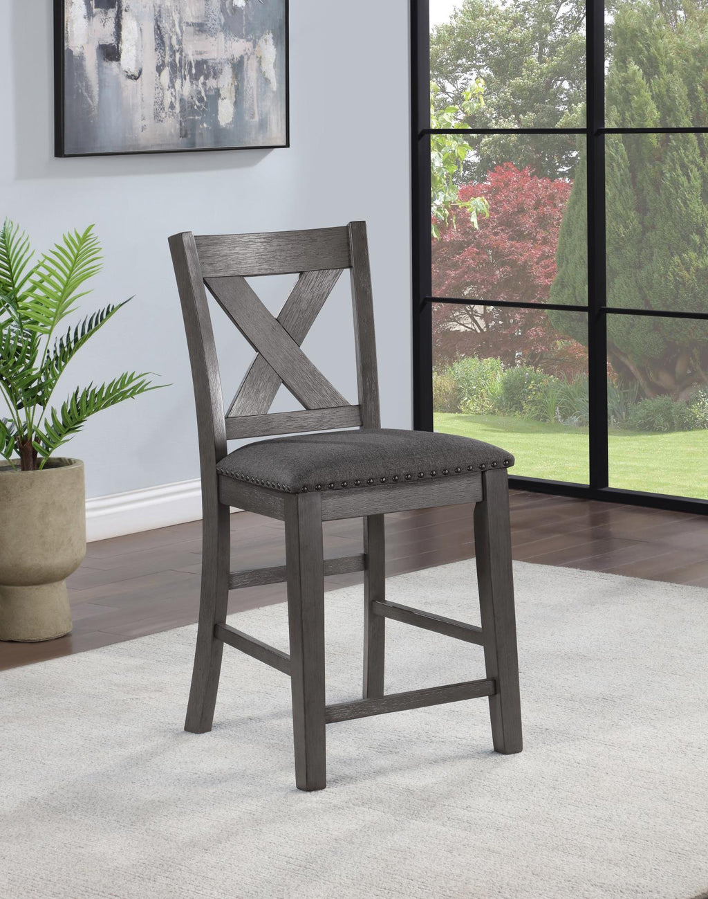 D160 - 7 Piece Dining Room Set (Counter Height Table, 6 Counter Chairs) - Gray - Stylish Home Furniture
