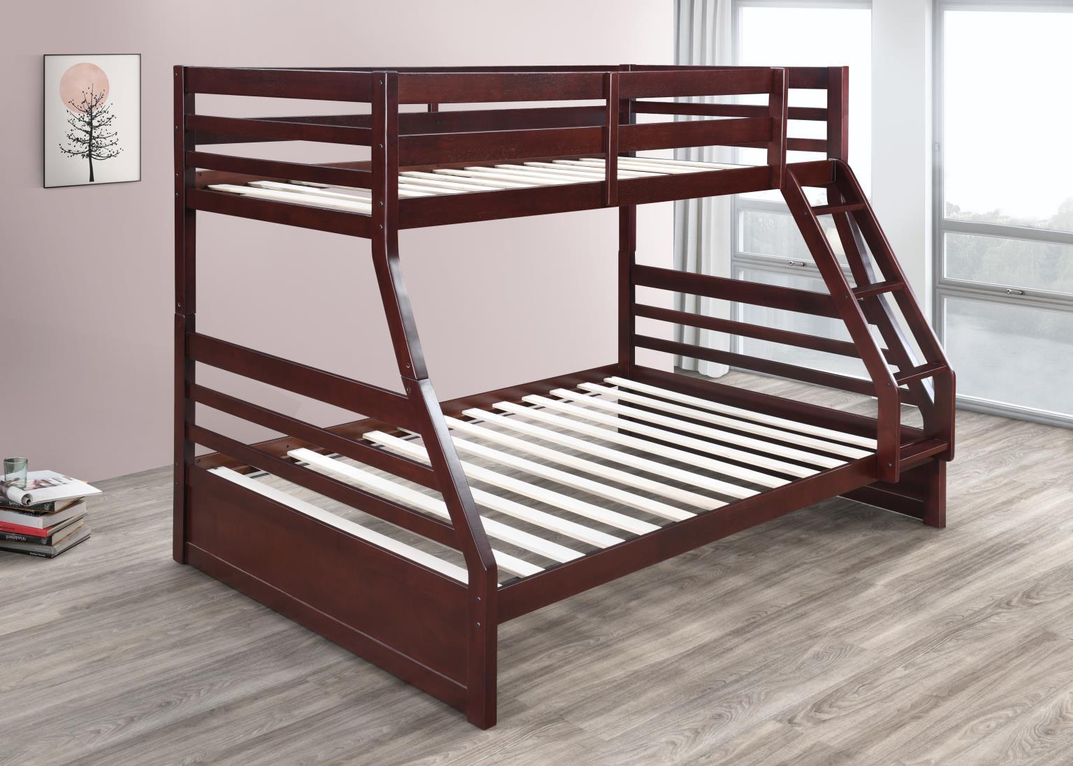 S091 - Twin / Full Bunk Bed - Brown - Stylish Home Furniture
