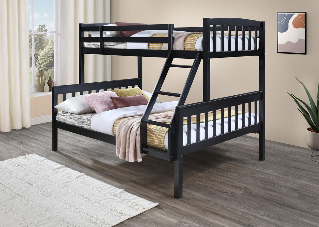 S095 - Twin / Full Bunk Bed - Black - Stylish Home Furniture