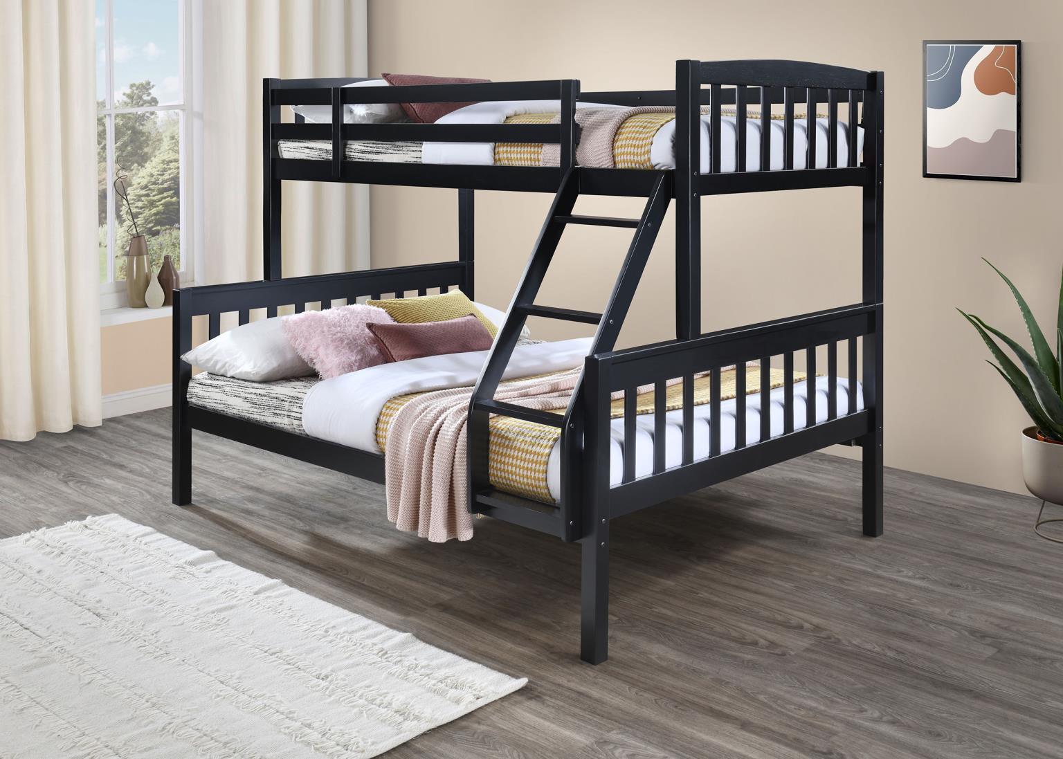 S095 - Twin / Full Bunk Bed - Black - Stylish Home Furniture