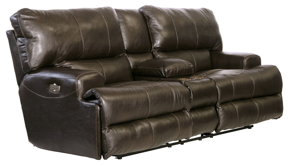 Wembley - Power Headrest With Lumbar Lay Flat Reclining Console Loveseat - Stylish Home Furniture