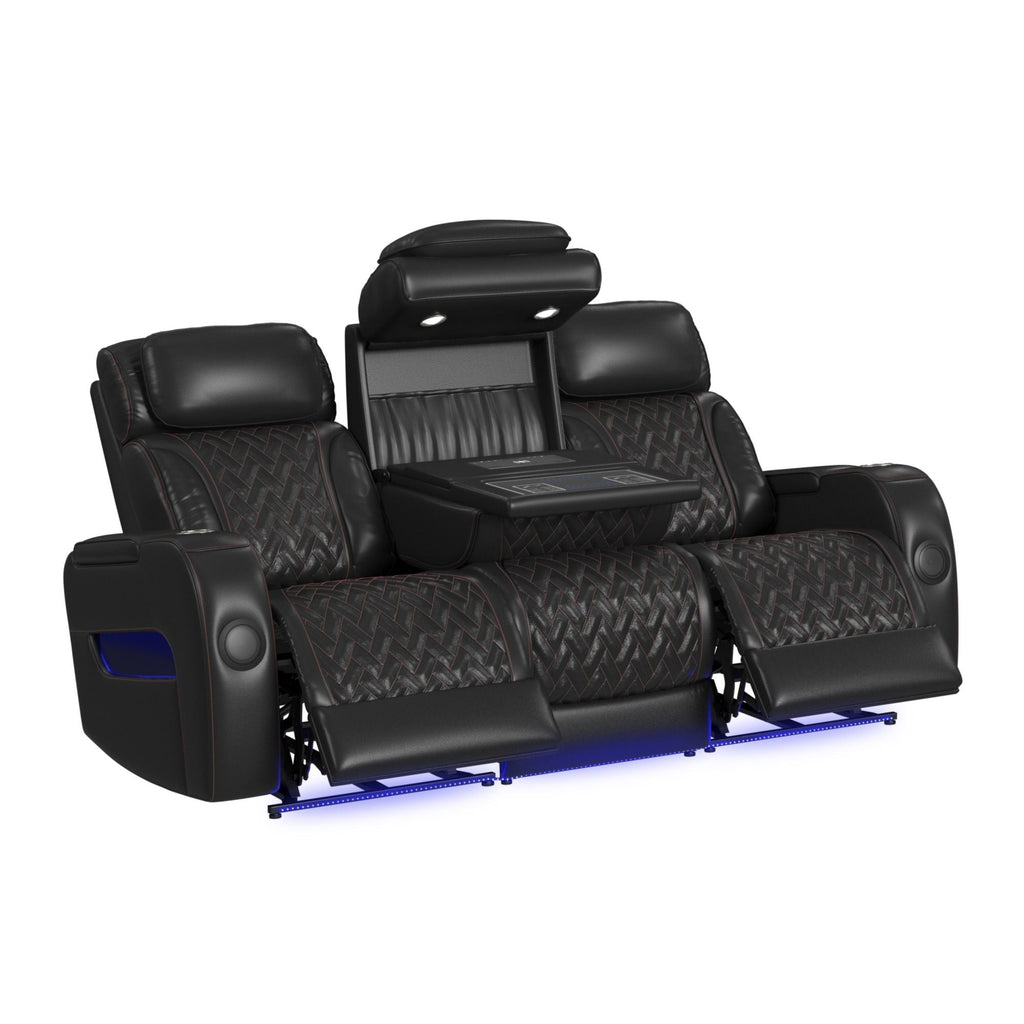 Prime Time - P3 Sofa With I Table, Reading Light, Heat, Massage, LED, And Speaker - Stylish Home Furniture