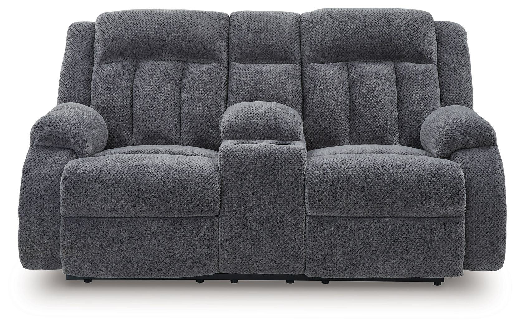 Observation - Double Reclining Power Loveseat With Console - Steel - Stylish Home Furniture