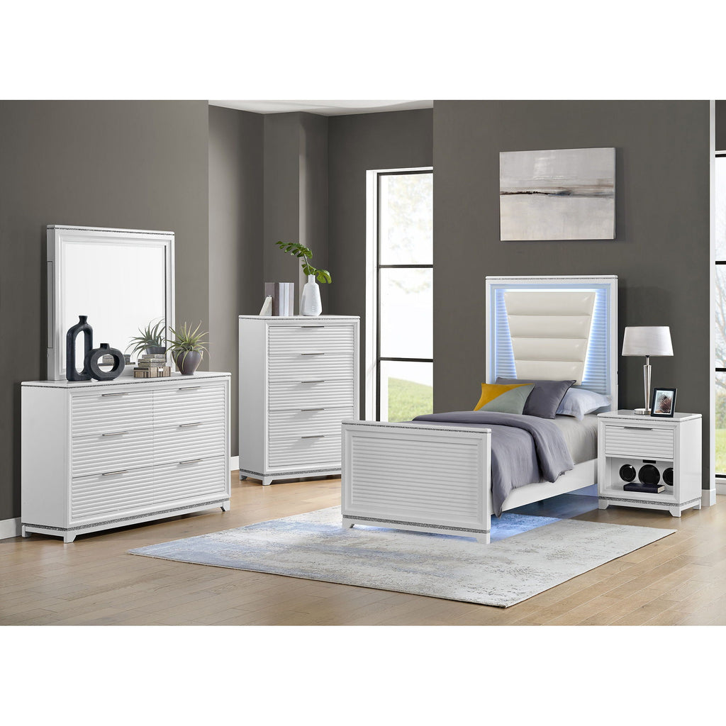 Denmark - 1-Drawer Nightstand With Speaker And USB - White - Stylish Home Furniture