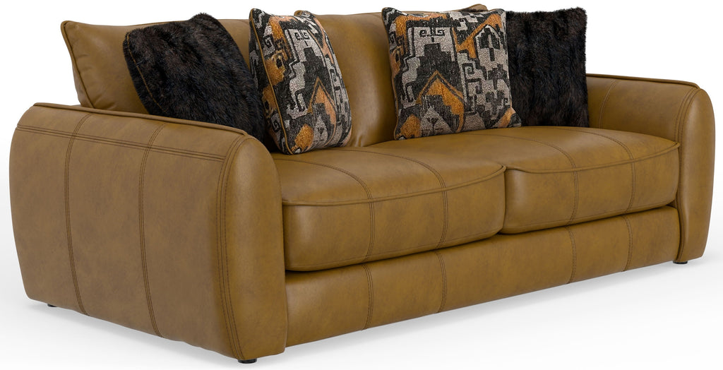 Corvara - Top Grain Italian Leather Match Sofa - Caramel - Stylish Home Furniture