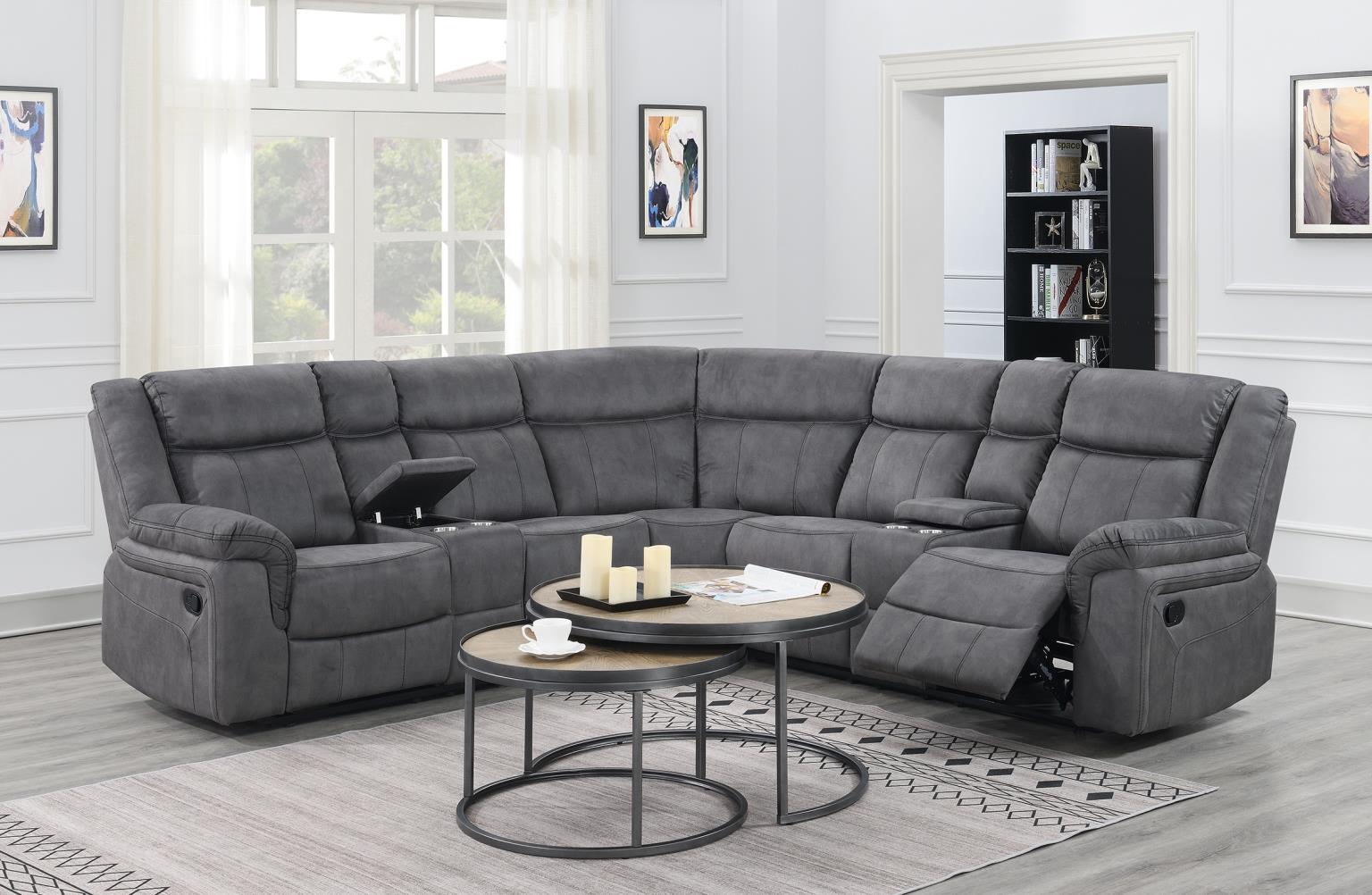 U91 - 3 Piece Reclining Sectional - Gray - Stylish Home Furniture