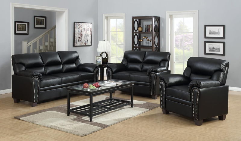 U455 - Chair With Nailhead - Black - Stylish Home Furniture