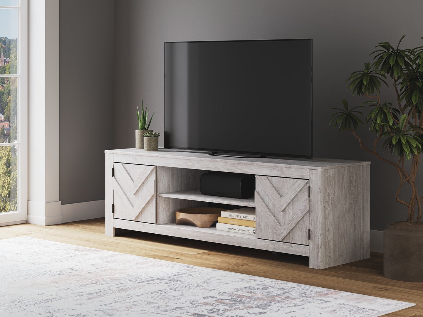 Cayboni - LG TV Stand With Fireplace Option - Stylish Home Furniture