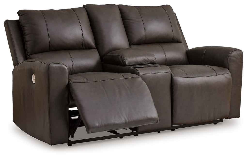 Boxmere - Dbl Power Reclining Loveseat with Console - Storm - Stylish Home Furniture