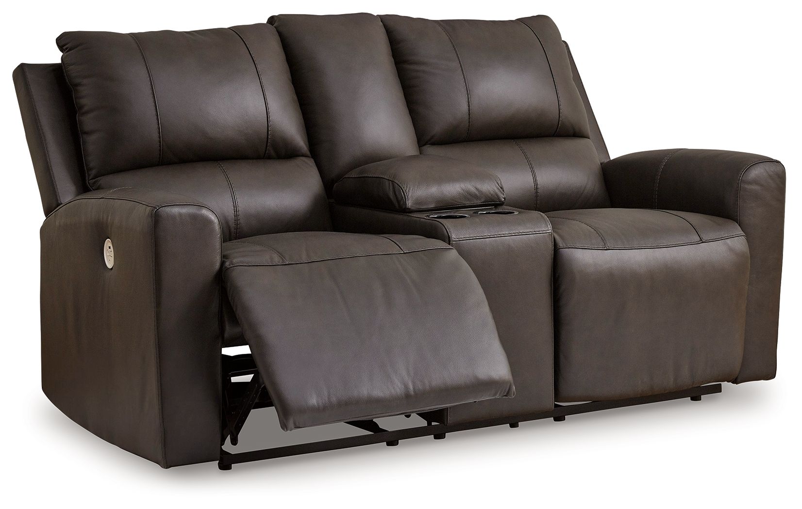 Boxmere - Dbl Power Reclining Loveseat with Console - Storm - Stylish Home Furniture