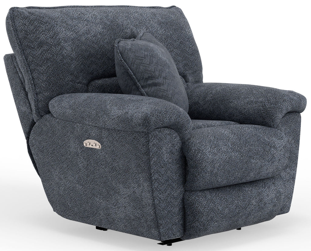 Paxon - Deep Seat Power Lay Flat Recliner With Power Adjustable Headrest - Smoke - Stylish Home Furniture