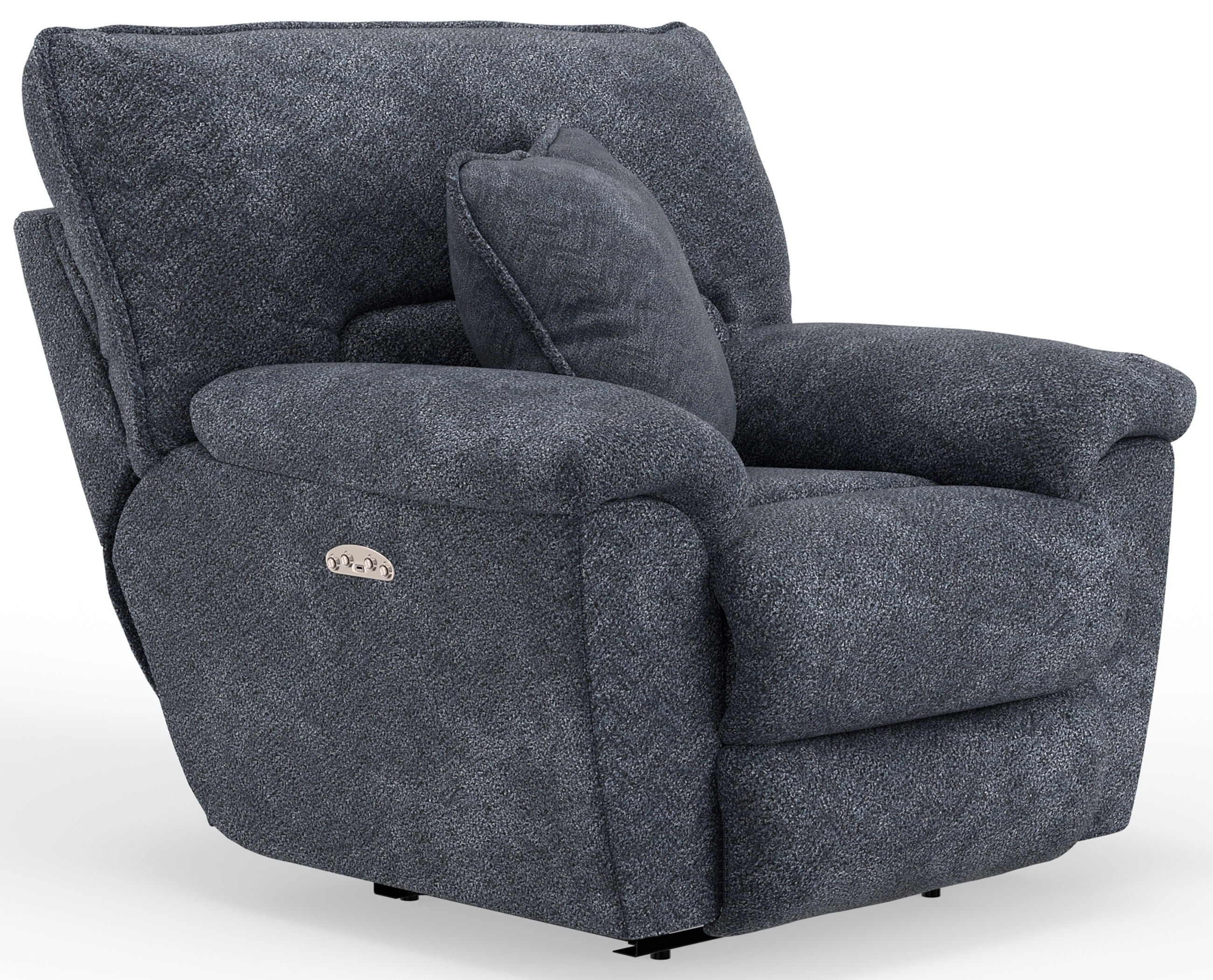 Paxon - Deep Seat Power Lay Flat Recliner With Power Adjustable Headrest - Smoke - Stylish Home Furniture