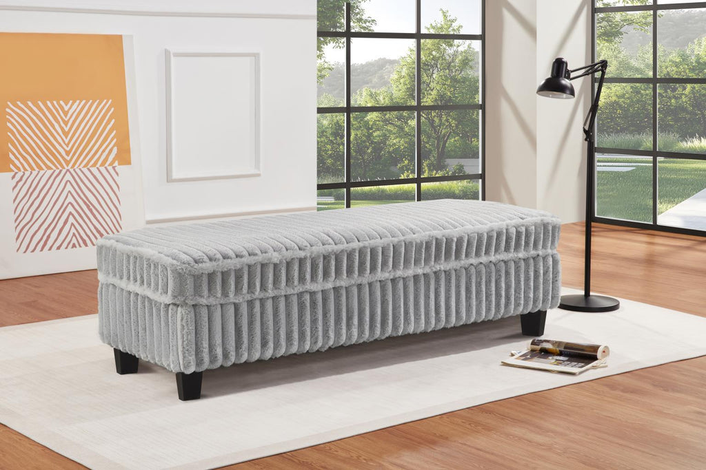 U321 - Corduroy Ottoman - Gray - Stylish Home Furniture