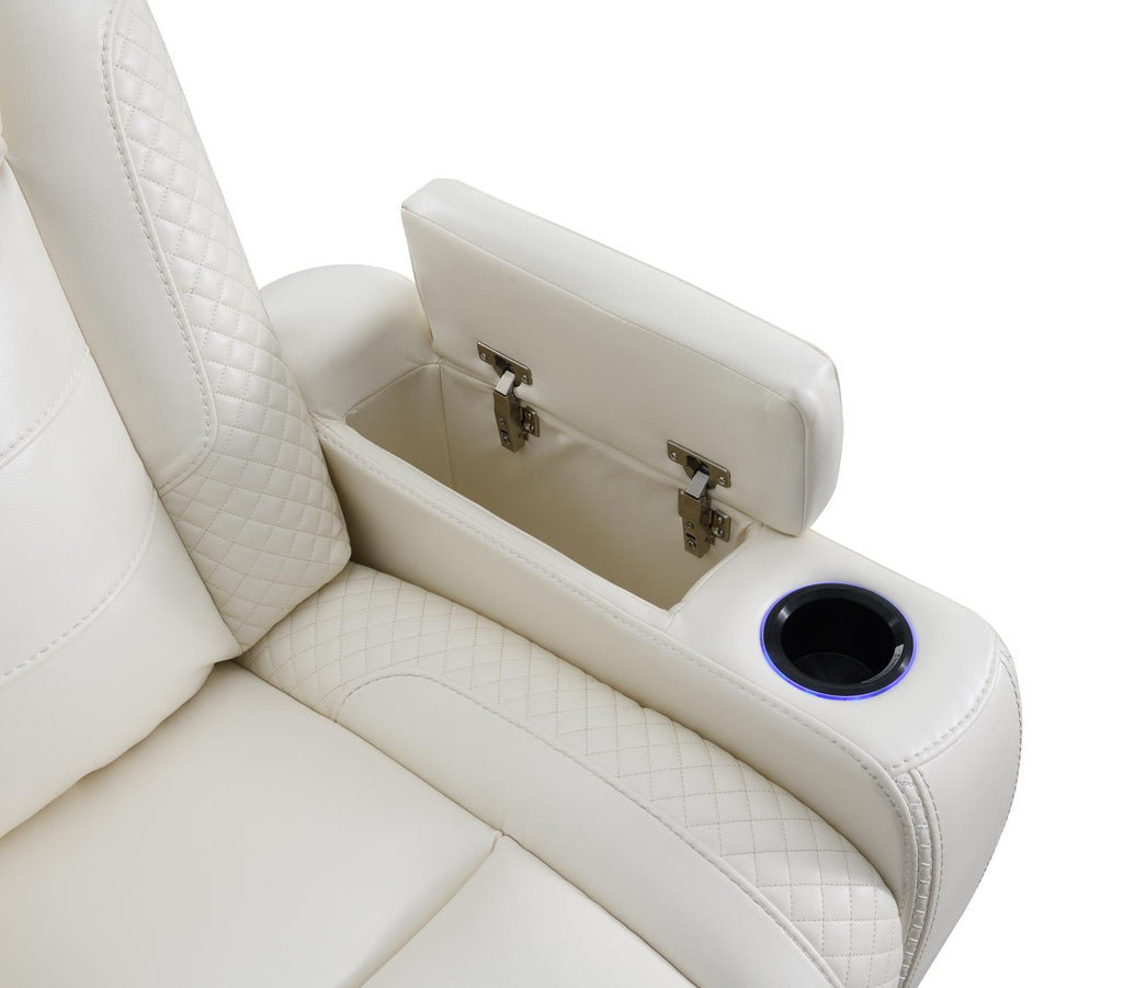 U94 - LED Power Reclining With Power Headrest Chair - White - Stylish Home Furniture
