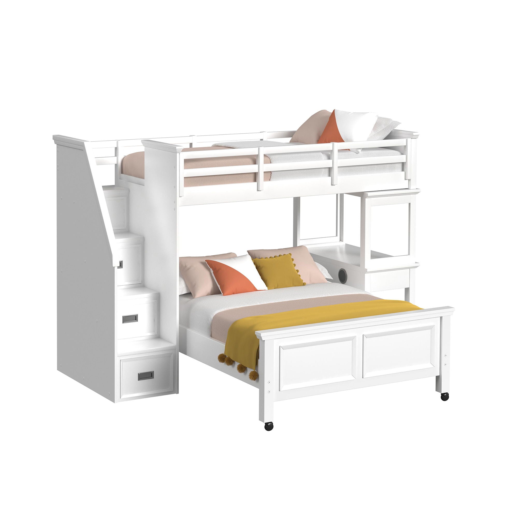 Hampton Kids - Loft With Staircase And Desk With Speaker Bedroom Set - Stylish Home Furniture