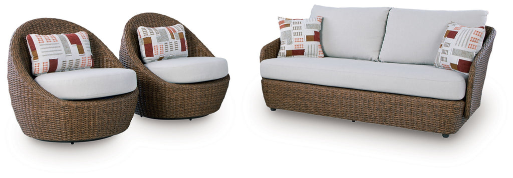 Double Point - Loveseat, Swivel Chairs Set (Set of 3) - Beige - Stylish Home Furniture