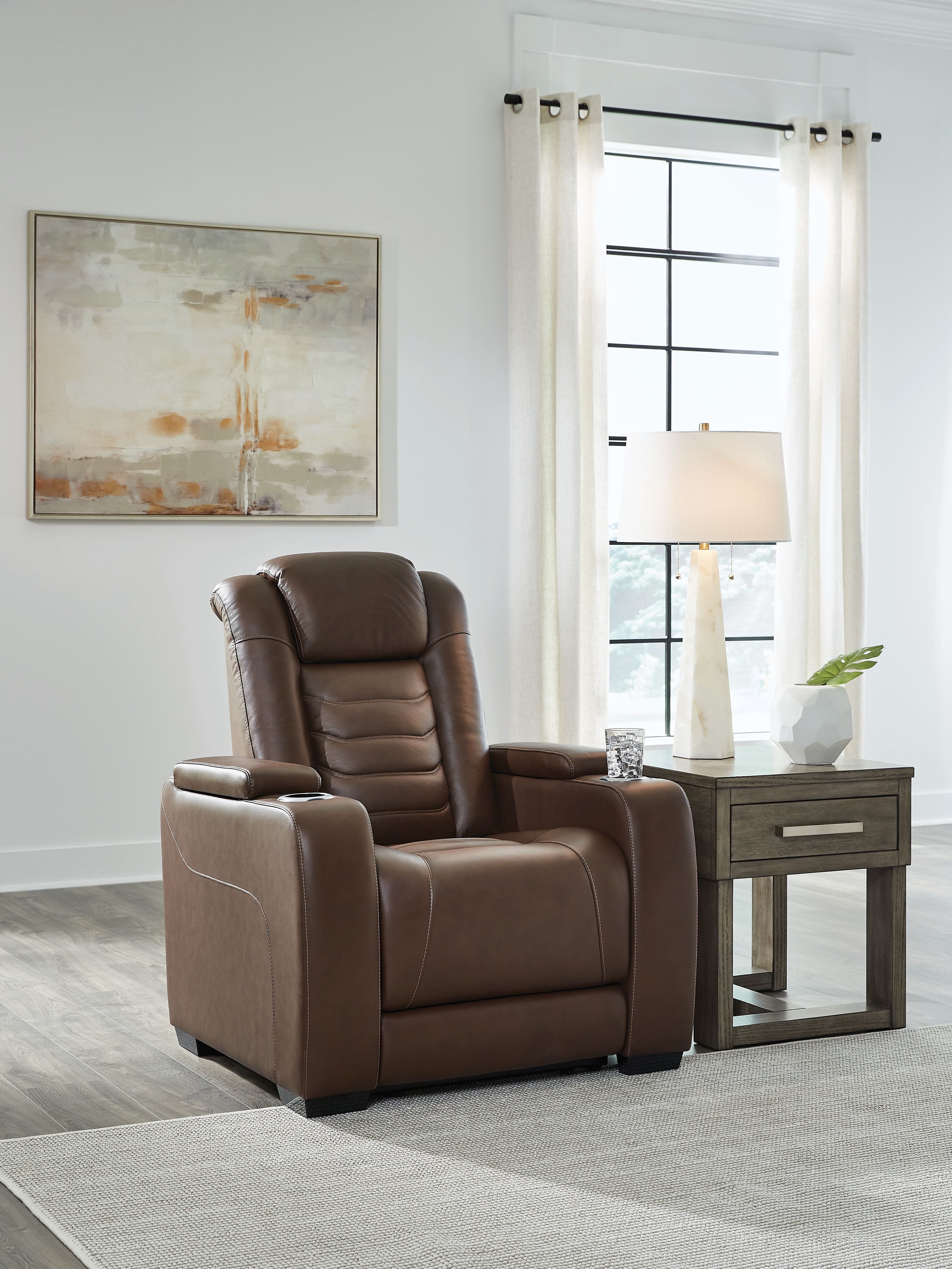 High Impact - Power Recliner / Adj Headrest - Tobacco - Stylish Home Furniture