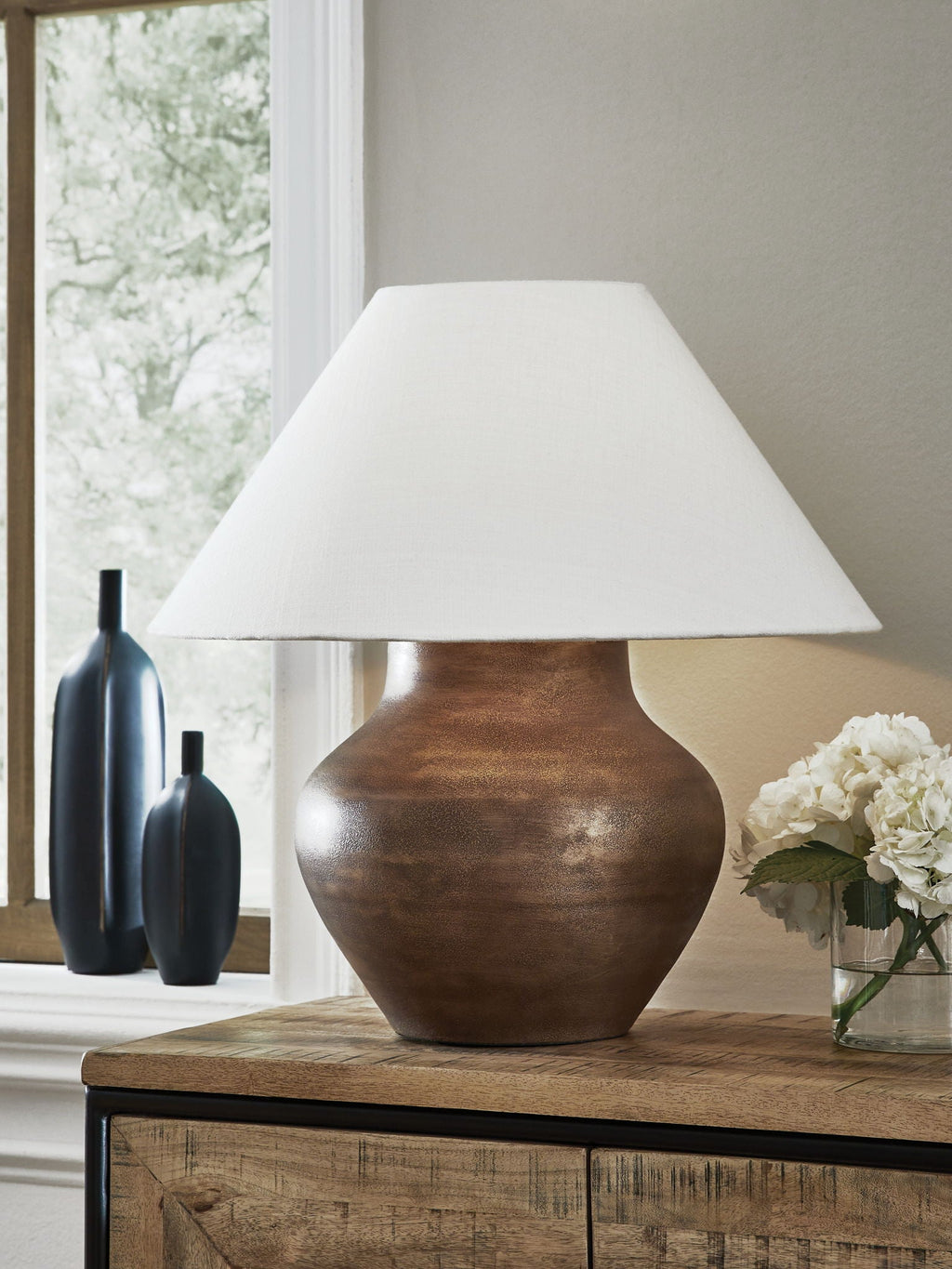 Whitham - Metal Table Lamp - Antique Copper Finish - Stylish Home Furniture