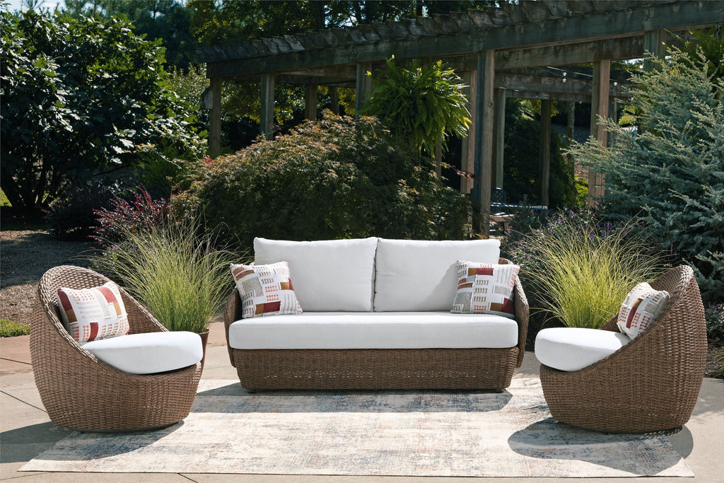 Double Point - Loveseat, Swivel Chairs Set (Set of 3) - Beige - Stylish Home Furniture
