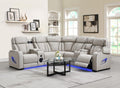 U11 - 3 Piece Power LED Sectional, Power Headrest, Heat, Massage Wireless Charger, And USB - Gray - Stylish Home Furniture