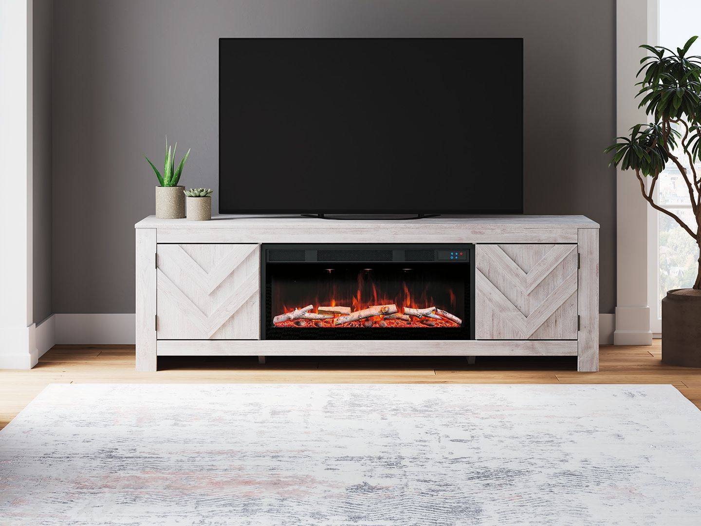 Cayboni - LG TV Stand With Fireplace Option - Stylish Home Furniture