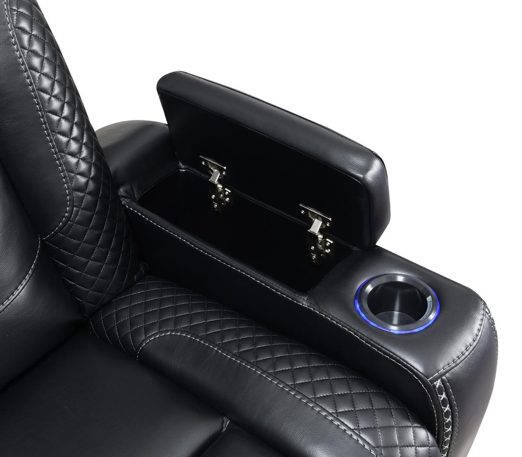 U92 - LED Power Reclining With Power Headrest Chair - Black - Stylish Home Furniture