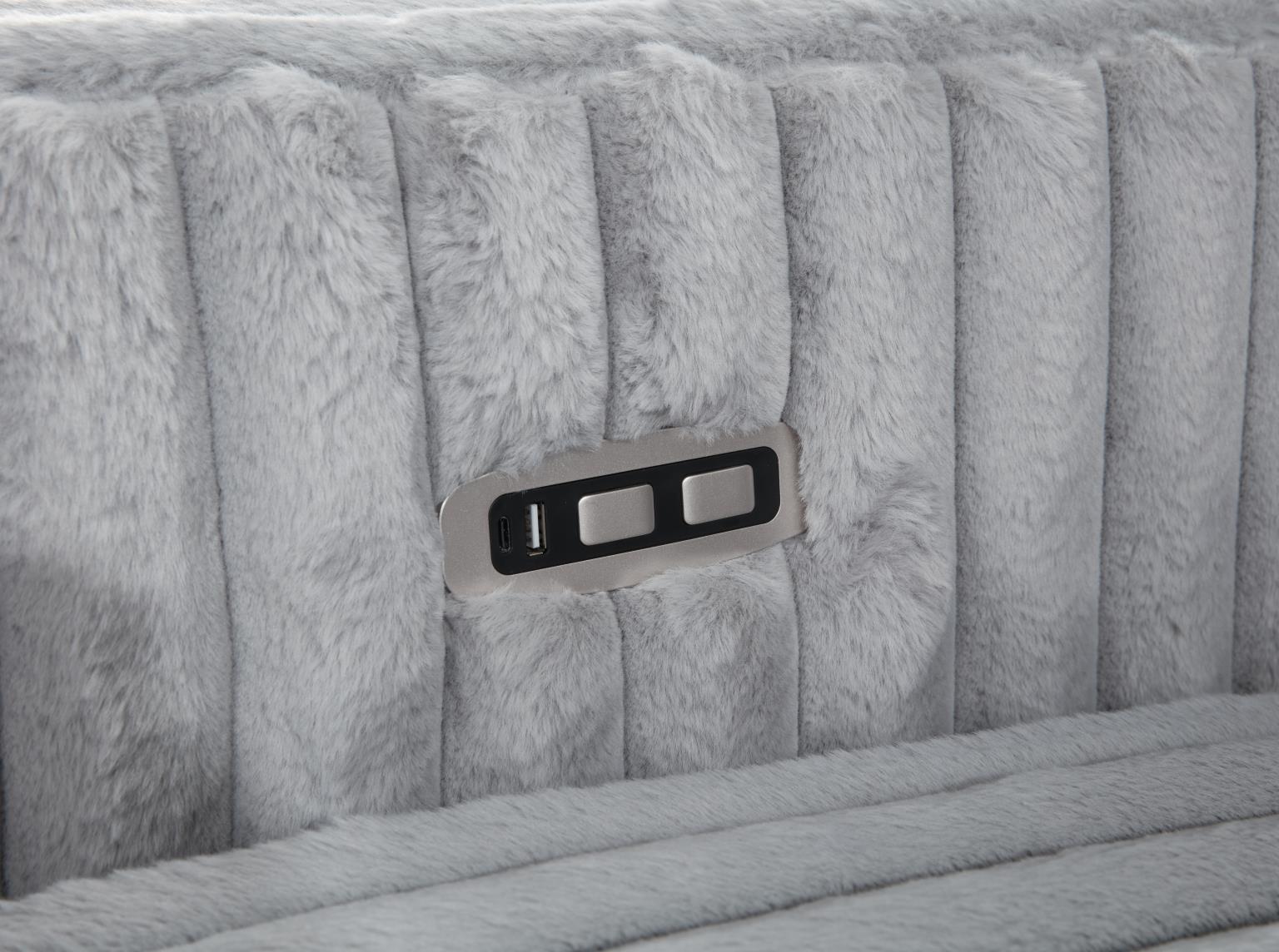 U260 - Corduroy Power Reclining 4 Piece Sectional With 2 Wireless Charger - Gray - Stylish Home Furniture