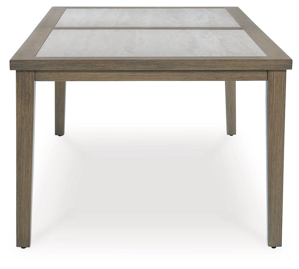 Rainier Ranch - Rectangle Dining Table With Umbrella Option - Brown / Beige - Stylish Home Furniture
