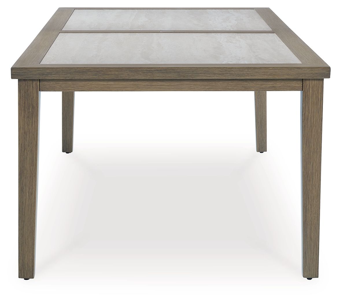 Rainier Ranch - Rectangle Dining Table With Umbrella Option - Brown / Beige - Stylish Home Furniture