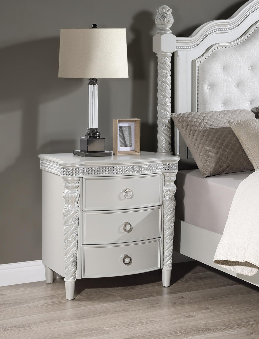 B033 - Nightstand - White - Stylish Home Furniture