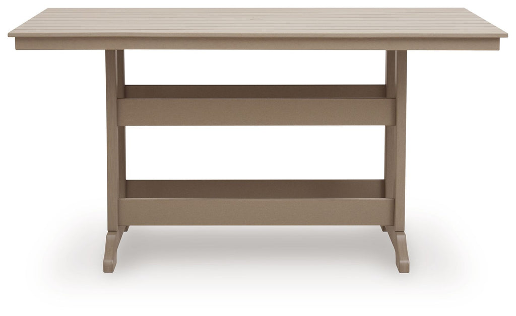 Seacliff Beach - Rectangular Counter Height Dining Table With Umbrella Option - Medium Brown - Stylish Home Furniture