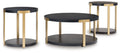Shylore - Occasional Table Set (Set of 3) - Black / Brass Finish - Stylish Home Furniture