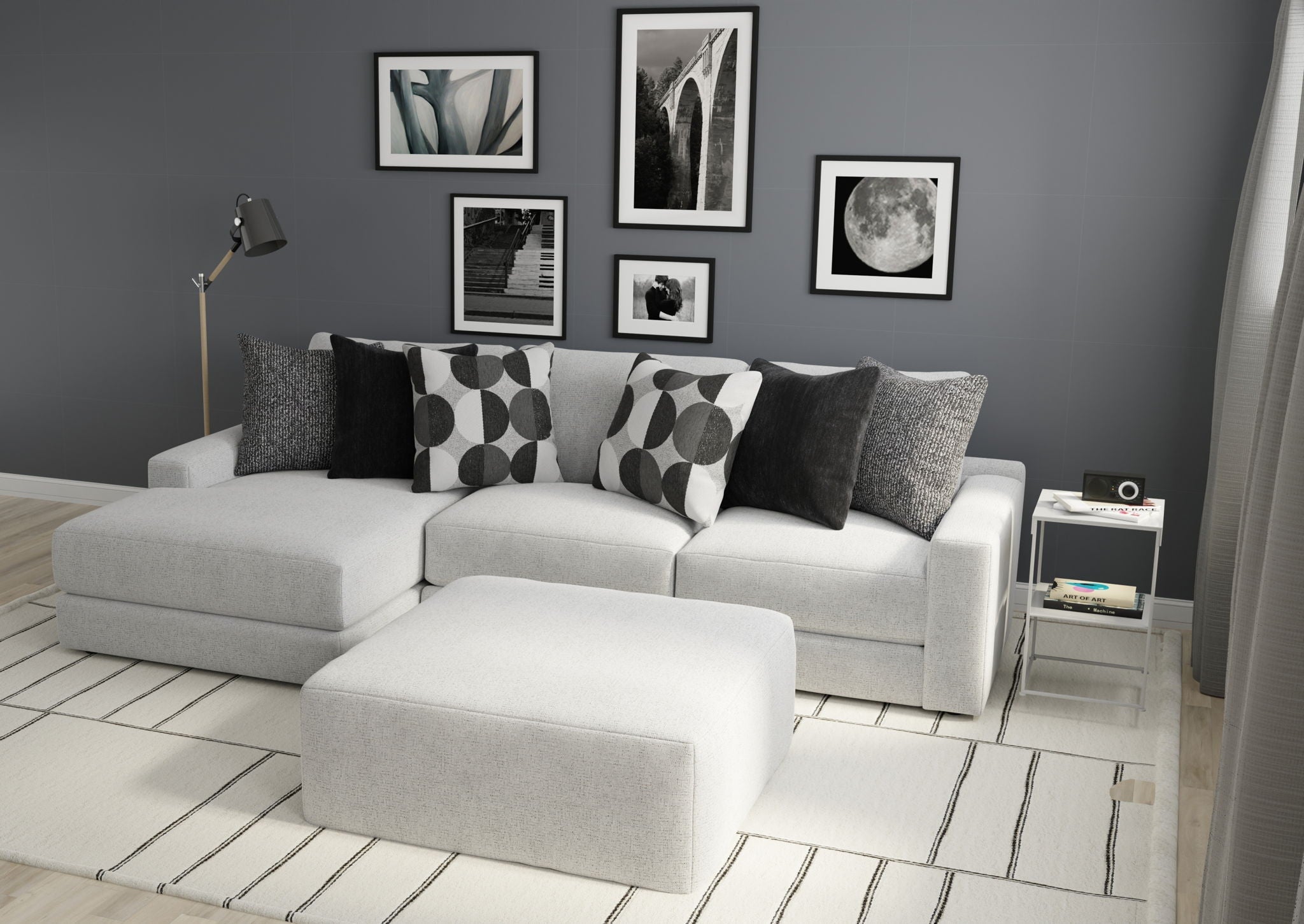 Arlo - Oversized Sofa Chaise With Cocktail Ottoman - Stylish Home Furniture