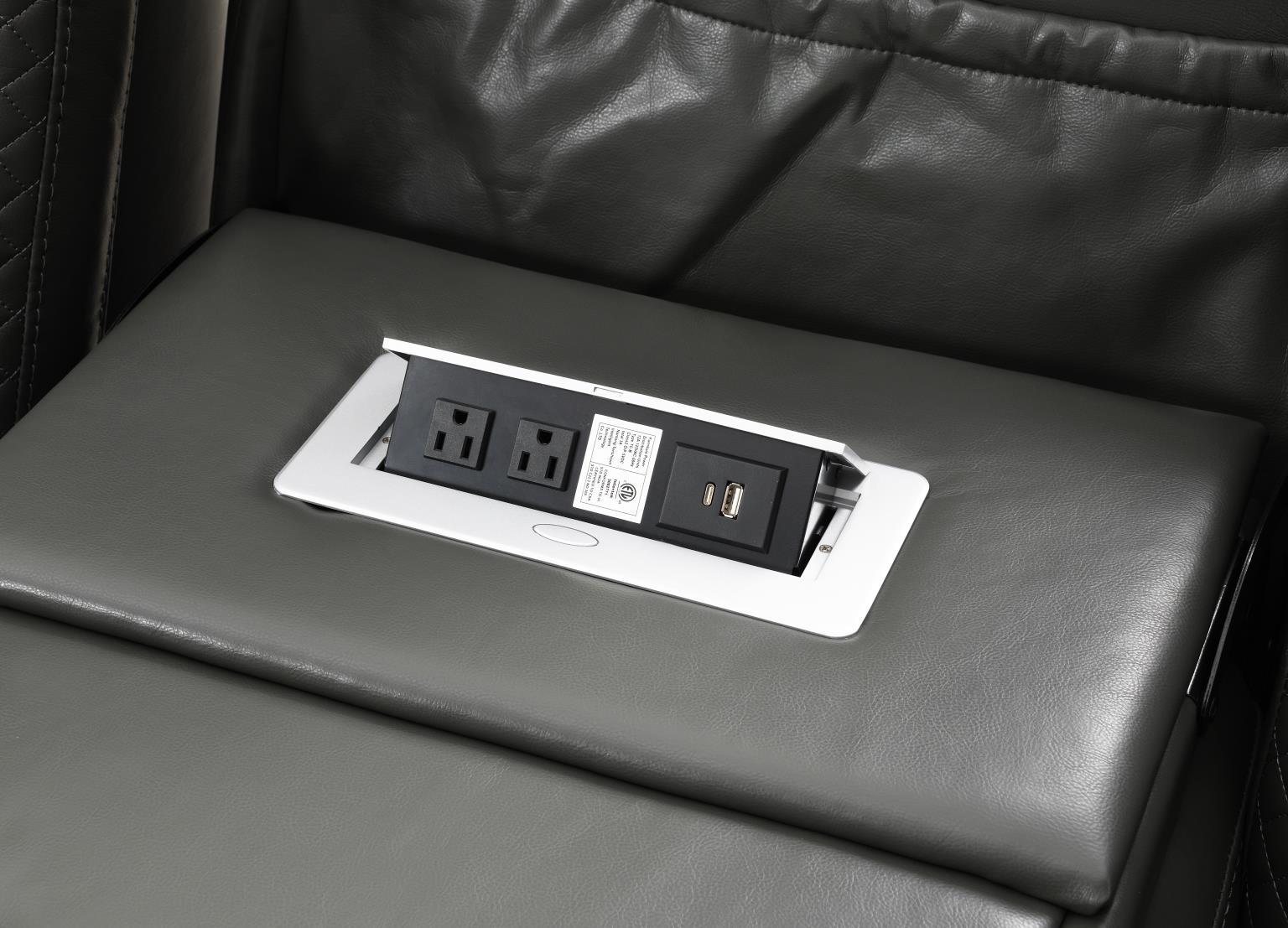 U93 - LED Power Reclining With Power Headrest Chair - Gray - Stylish Home Furniture