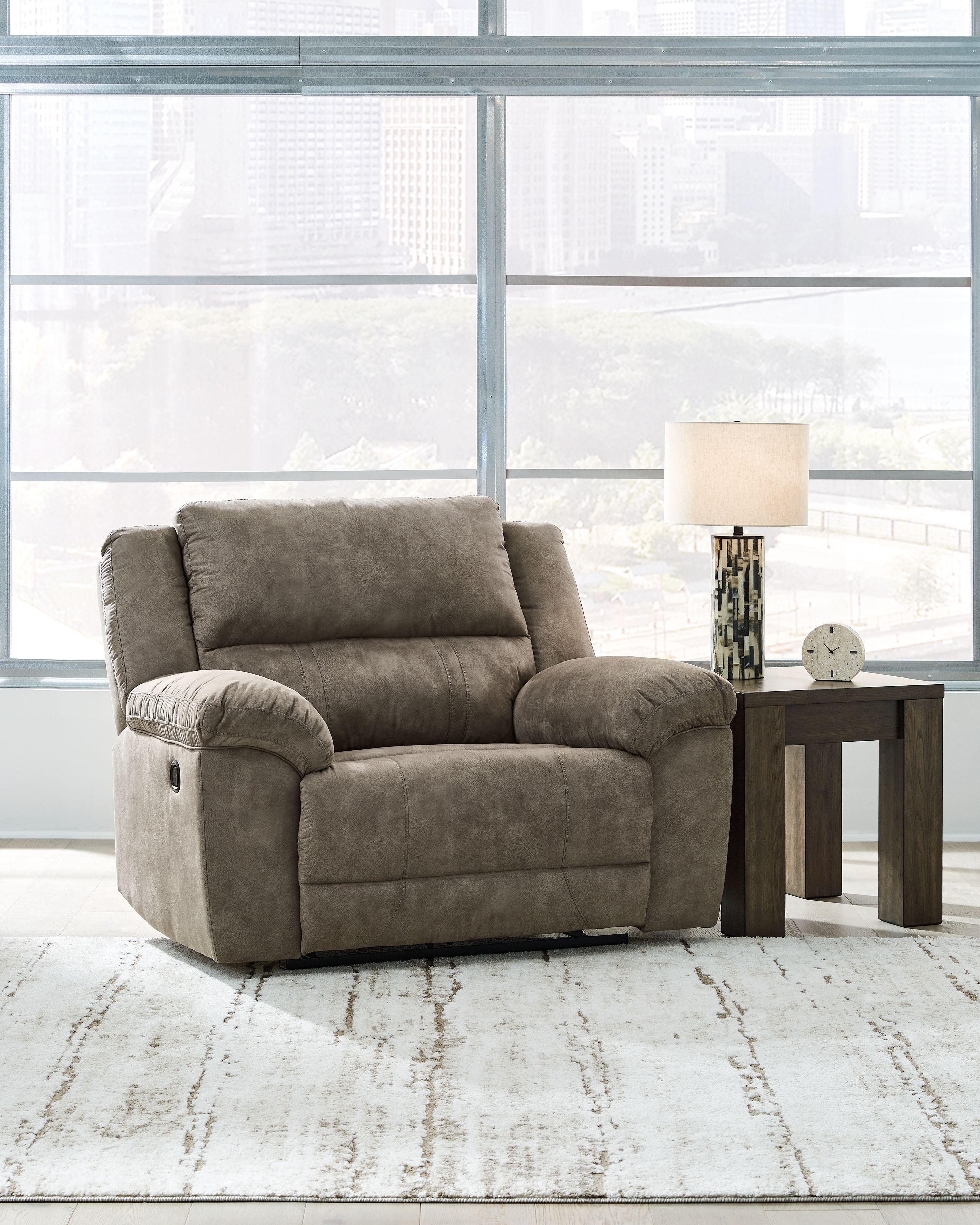 Laresview - Zero Wall Wide Seat Recliner - Fossil - Stylish Home Furniture