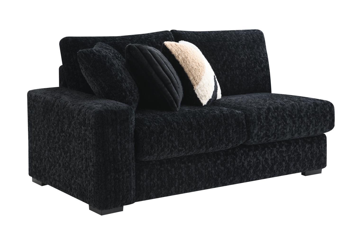 U281 - 6 Piece Setional With Right Chaise (1 LAF + 1 Wedge + 2 Armless Chair + 1 Console + 1 RAF Chaise) - Black - Stylish Home Furniture