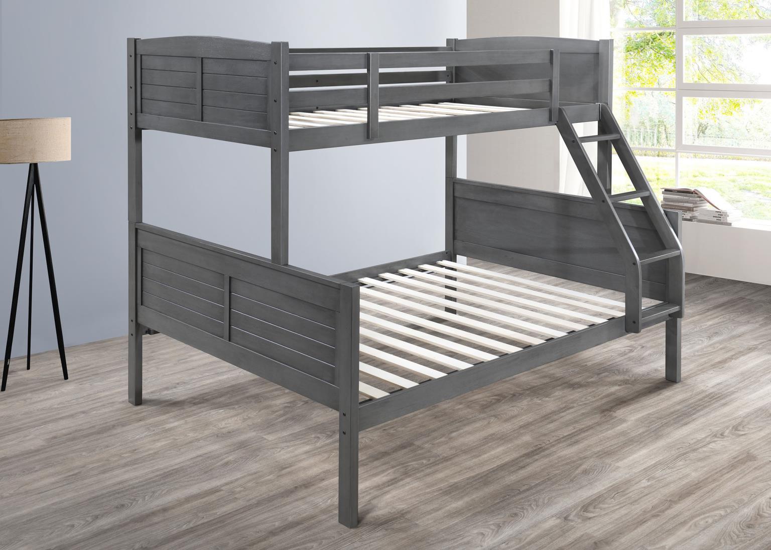 S093 - Twin / Full Bunk Bed - Antique Gray - Stylish Home Furniture