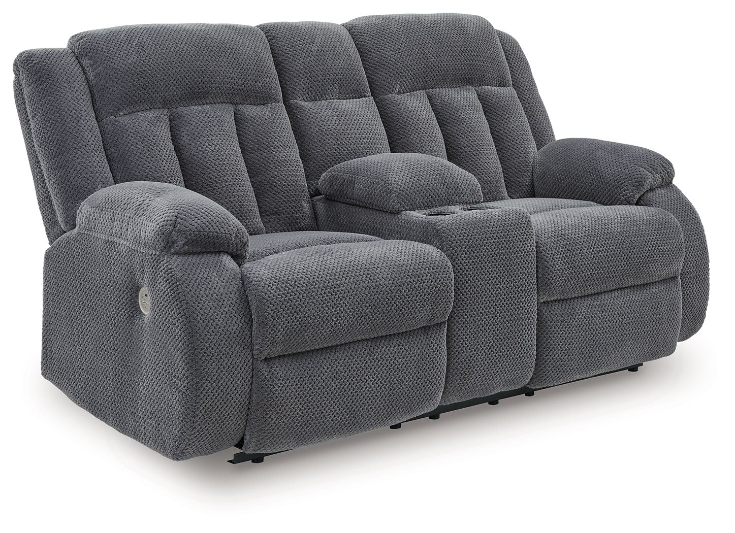 Observation - Double Reclining Power Loveseat With Console - Steel - Stylish Home Furniture
