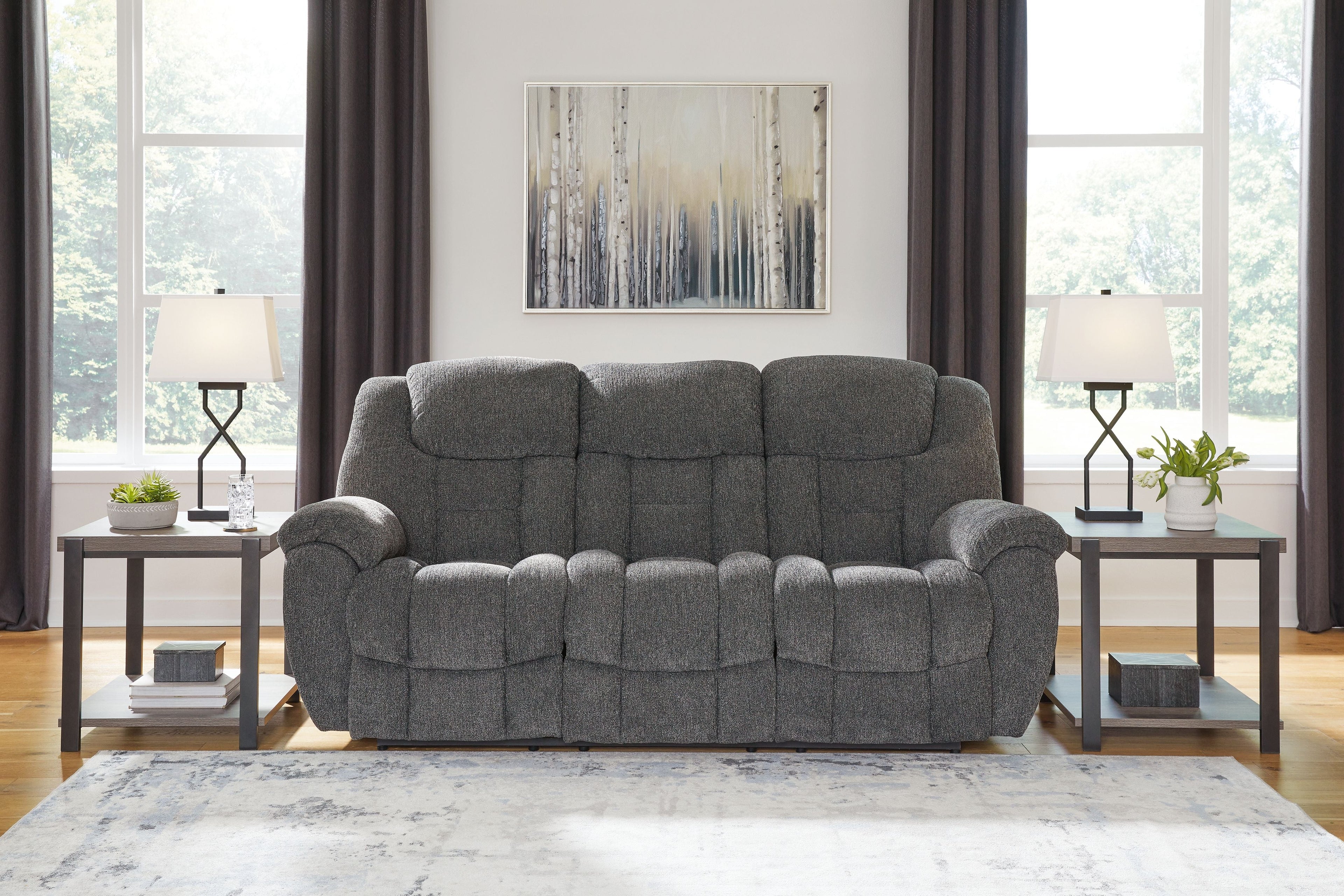 Foreside - Reclining Sofa - Charcoal - Stylish Home Furniture
