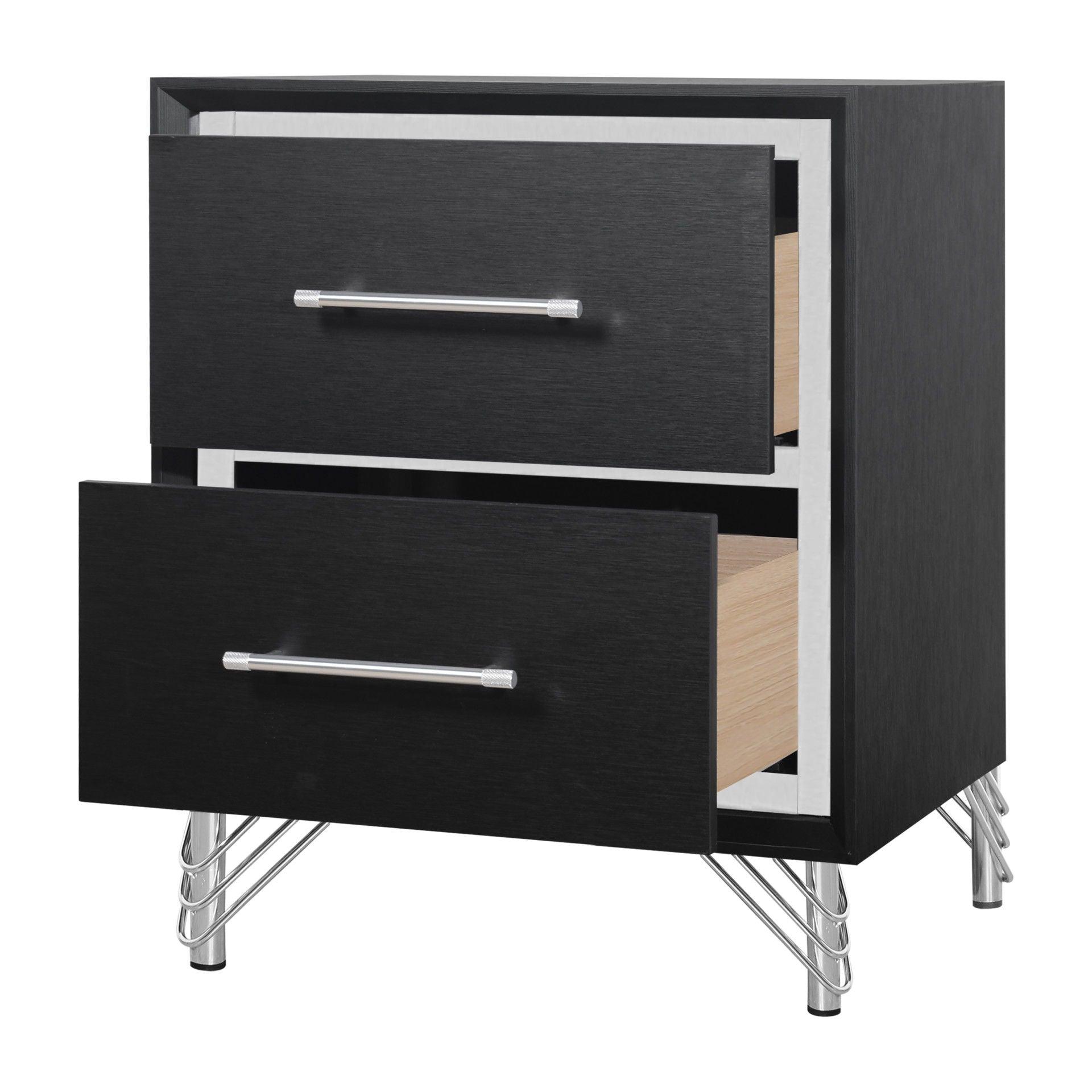 Ava - 2 Drawer Nightstand - Ebony - Stylish Home Furniture