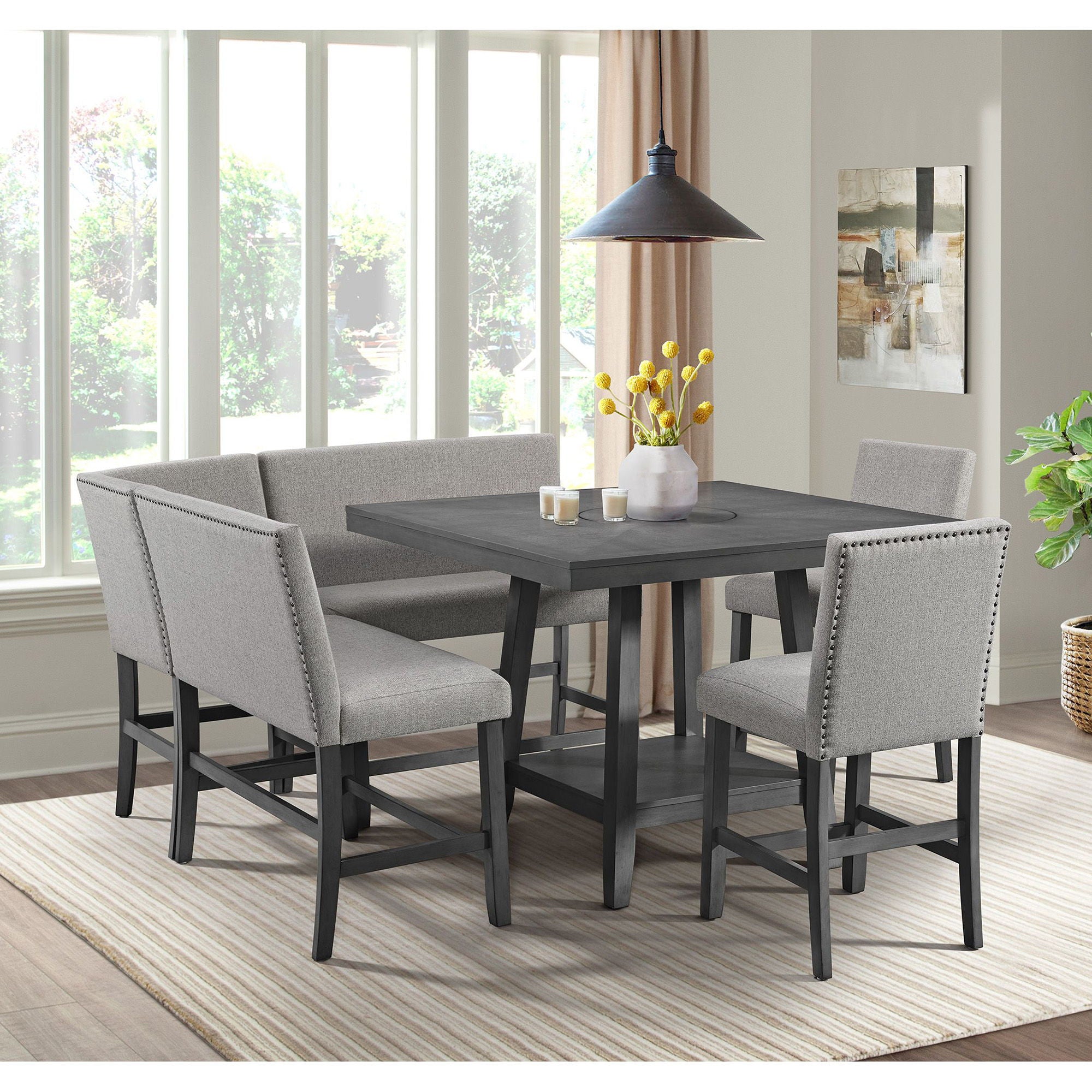 Seneca - Square Counter Table With Lazy Susan - Stylish Home Furniture