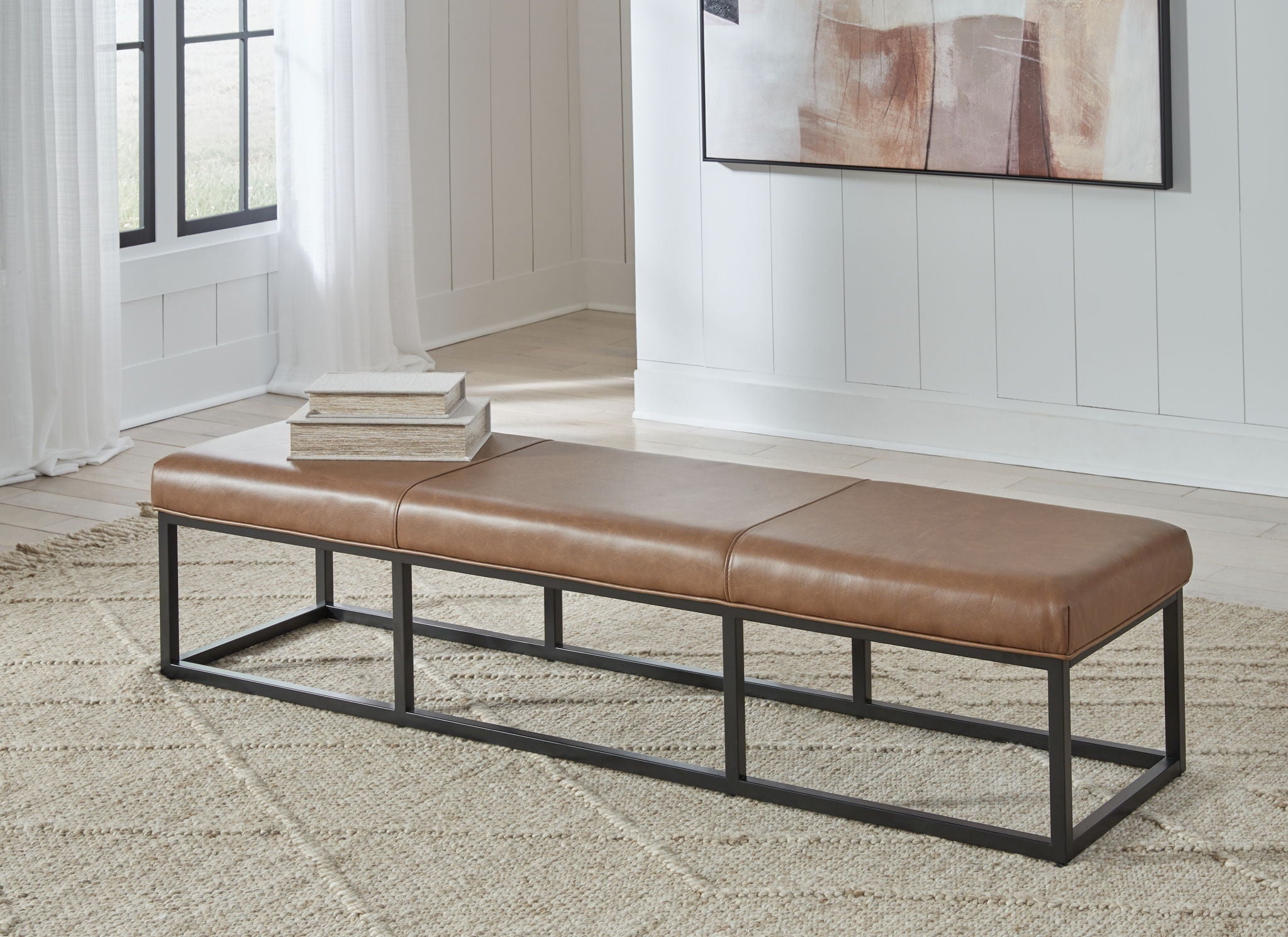 Joston - Accent Bench - Caramel - Stylish Home Furniture