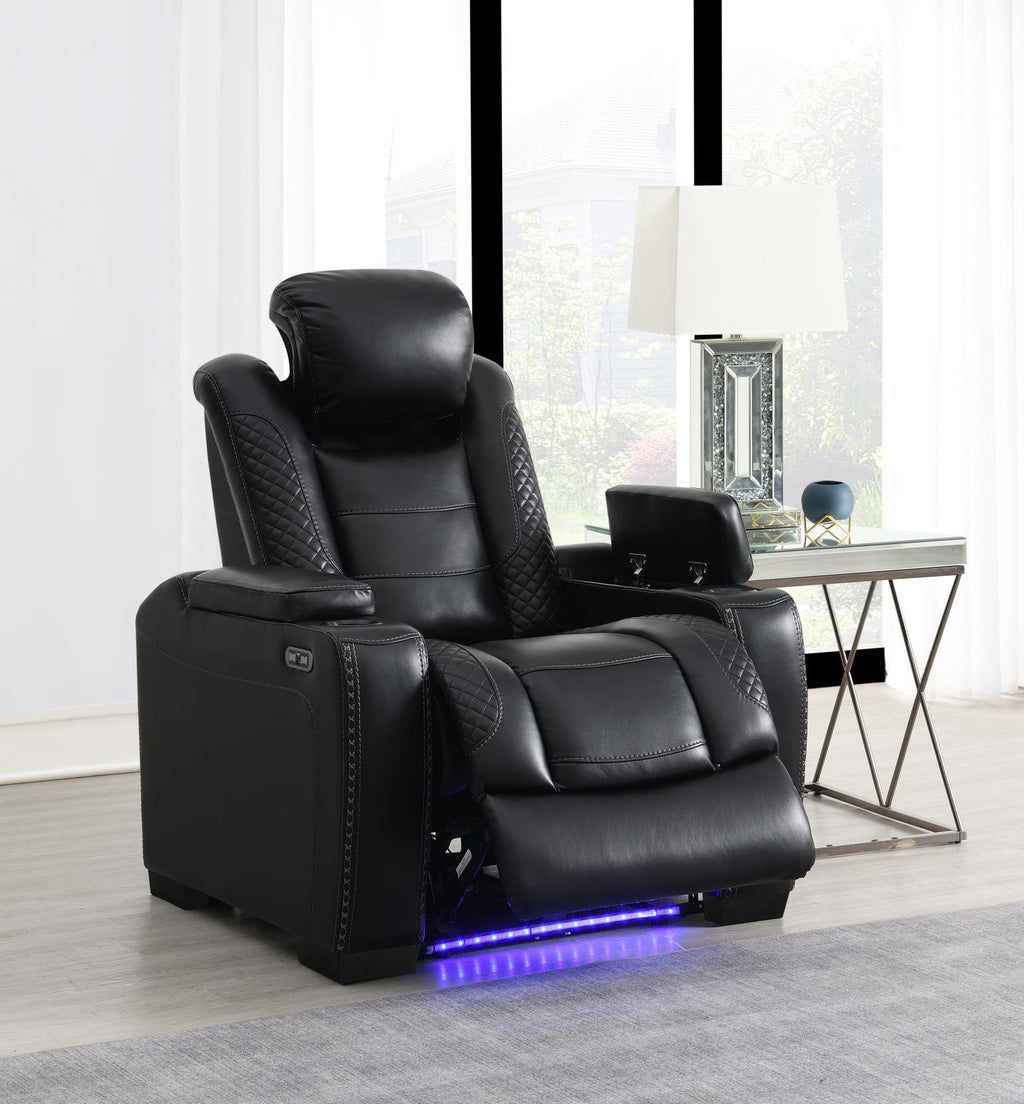 U92 - LED Power Reclining With Power Headrest Chair - Black - Stylish Home Furniture