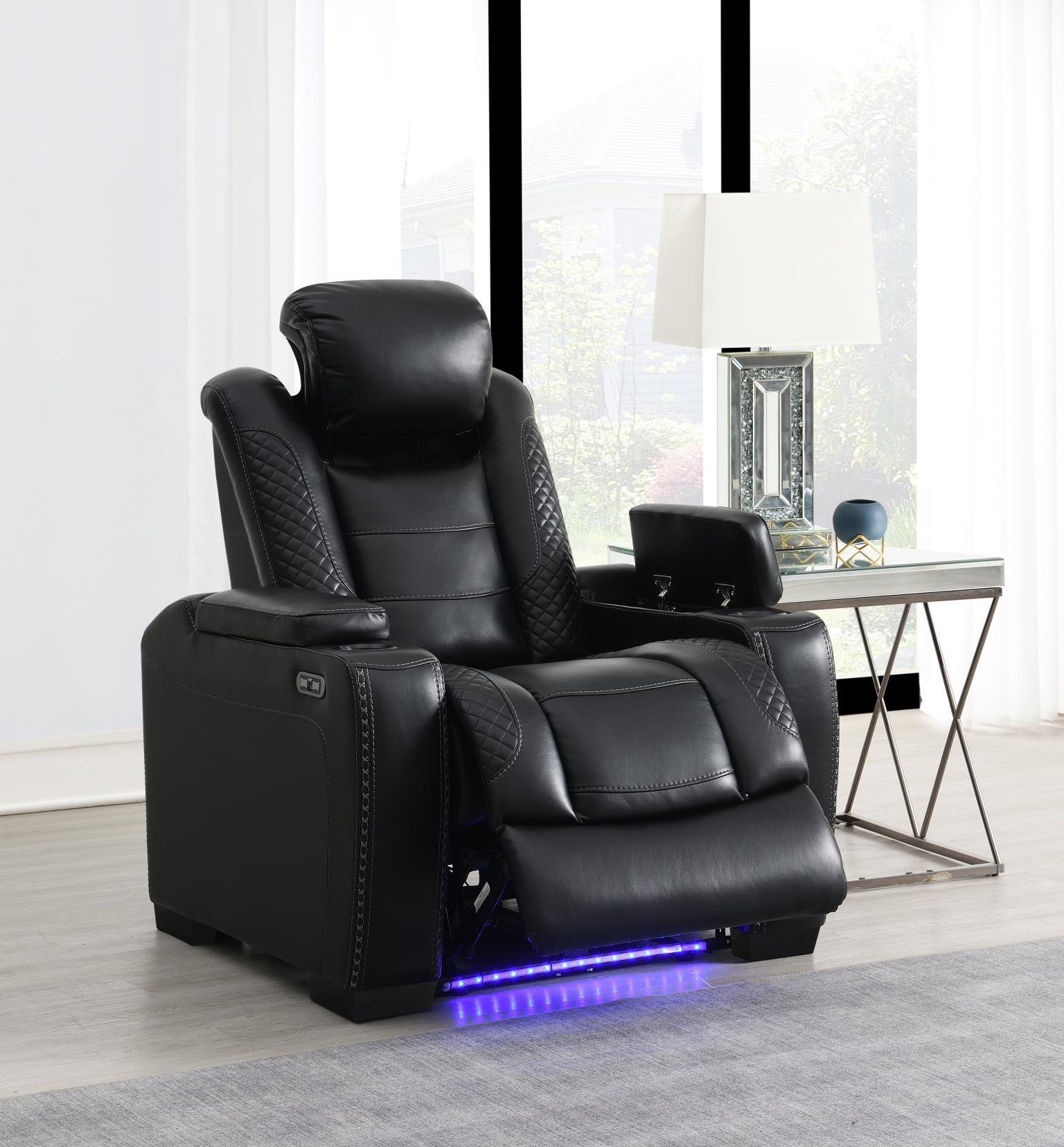 U92 - LED Power Reclining With Power Headrest Chair - Black - Stylish Home Furniture